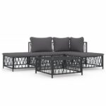 5-Piece Garden Lounge Set with Cushions Anthracite Steel