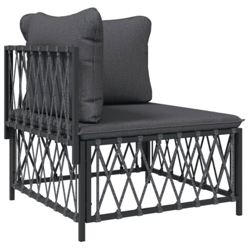 5-Piece Garden Lounge Set with Cushions Anthracite Steel - Image 4