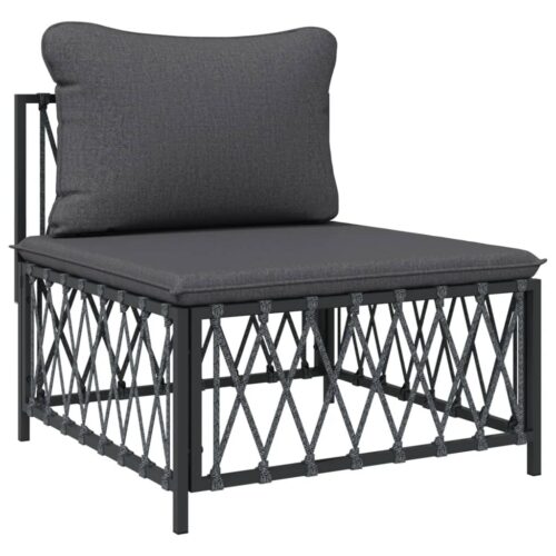 5-Piece Garden Lounge Set with Cushions Anthracite Steel - Image 5