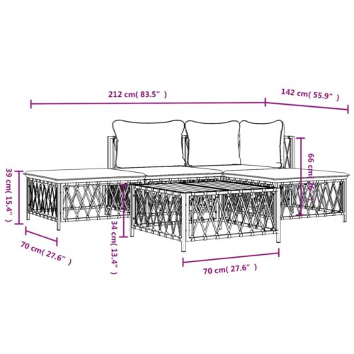 5-Piece Garden Lounge Set with Cushions Anthracite Steel - Image 10