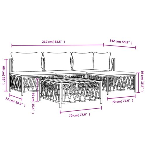 5-Piece Garden Lounge Set with Cushions Anthracite Steel - Image 10