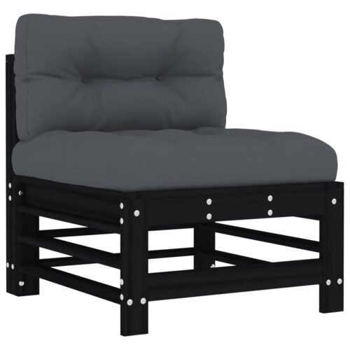 5-Piece Garden Lounge Set with Cushions Black Wood Timber Outdoor Patio Furniture - Image 5