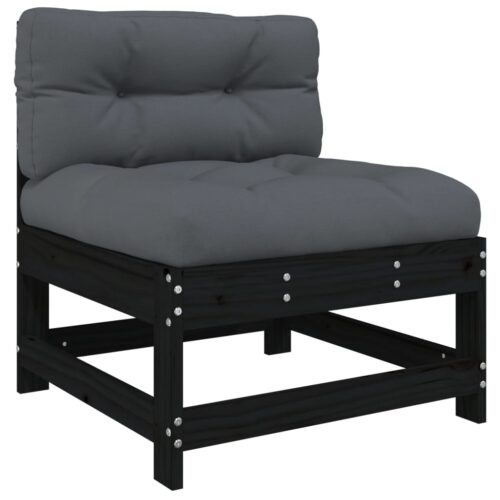 5-Piece Garden Lounge Set with Cushions Black Wood Timber Outdoor Patio Furniture - Image 4