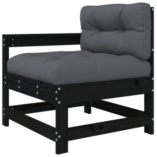 5-Piece Garden Lounge Set with Cushions Black Wood Timber Outdoor Patio Furniture - Image 5