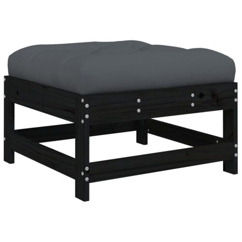 5-Piece Garden Lounge Set with Cushions Black Wood Timber Outdoor Patio Furniture - Image 6