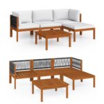 5-Piece Garden Lounge Set with Cushions Cream Acacia Wood Timber Outdoor Patio Furniture
