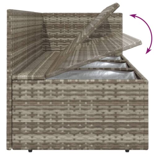 5-Piece Garden Lounge Set with Cushions Grey Poly Rattan Wicker Outdoor Patio Furniture - Image 8