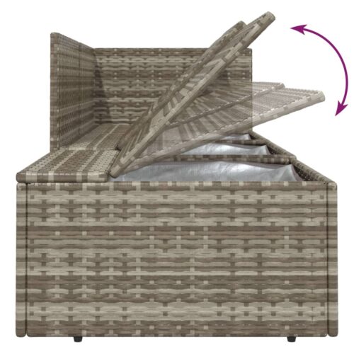 5-Piece Garden Lounge Set with Cushions Grey Poly Rattan Wicker Outdoor Patio Furniture - Image 8