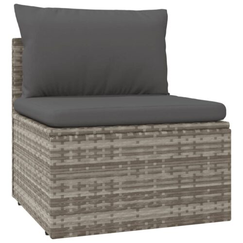 5-Piece Garden Lounge Set with Cushions Grey Poly Rattan Wicker Outdoor Patio Furniture - Image 6