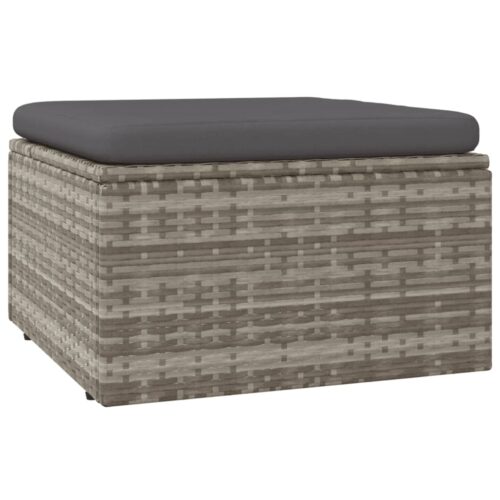5-Piece Garden Lounge Set with Cushions Grey Poly Rattan Wicker Outdoor Patio Furniture - Image 7
