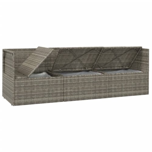 5-Piece Garden Lounge Set with Cushions Grey Poly Rattan Wicker Outdoor Patio Furniture - Image 8