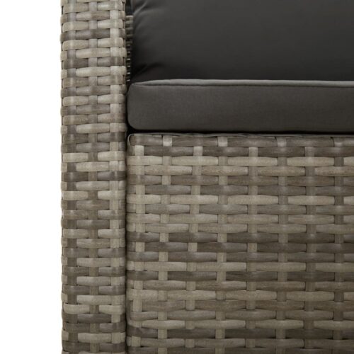 5-Piece Garden Lounge Set with Cushions Grey Poly Rattan Wicker Outdoor Patio Furniture - Image 7