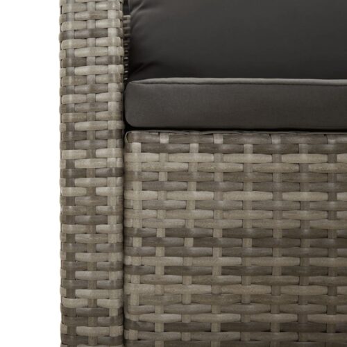 5-Piece Garden Lounge Set with Cushions Grey Poly Rattan Wicker Outdoor Patio Furniture - Image 7