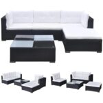 5-Piece Garden Lounge Set with Cushions Poly Rattan Wicker Outdoor Patio Furniture Black