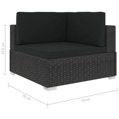 5-Piece Garden Lounge Set with Cushions Poly Rattan Wicker Outdoor Patio Furniture Black - Image 8