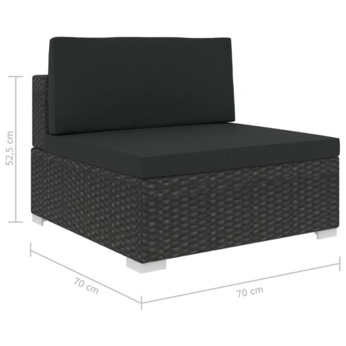 5-Piece Garden Lounge Set with Cushions Poly Rattan Wicker Outdoor Patio Furniture Black - Image 9