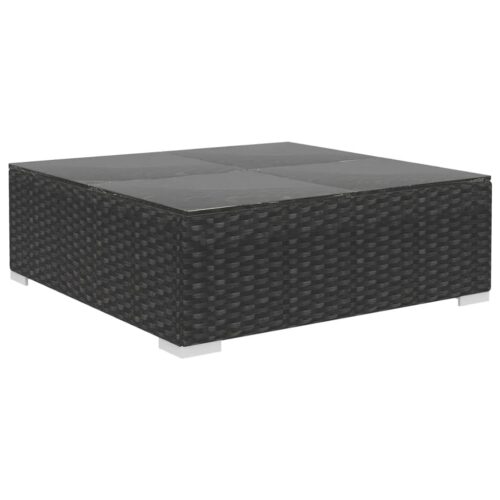 5-Piece Garden Lounge Set with Cushions Poly Rattan Wicker Outdoor Patio Furniture Black - Image 7