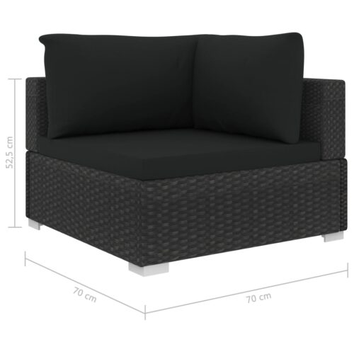 5-Piece Garden Lounge Set with Cushions Poly Rattan Wicker Outdoor Patio Furniture Black - Image 8