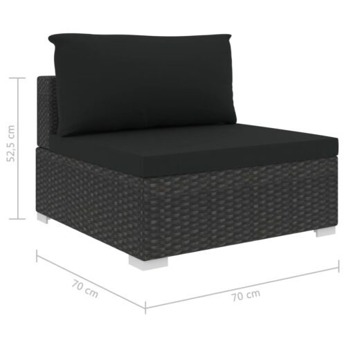 5-Piece Garden Lounge Set with Cushions Poly Rattan Wicker Outdoor Patio Furniture Black - Image 9