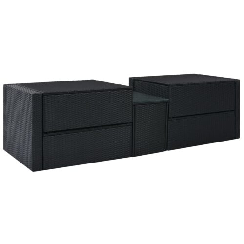 5-Piece Garden Lounge Set with Cushions Poly Rattan Wicker Outdoor Patio Furniture Black - Image 4