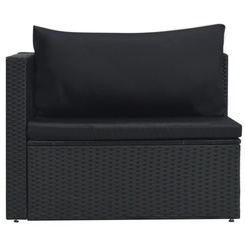 5-Piece Garden Lounge Set with Cushions Poly Rattan Wicker Outdoor Patio Furniture Black - Image 6