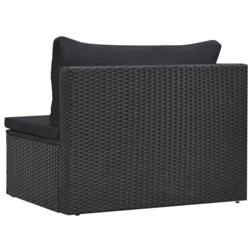 5-Piece Garden Lounge Set with Cushions Poly Rattan Wicker Outdoor Patio Furniture Black - Image 8
