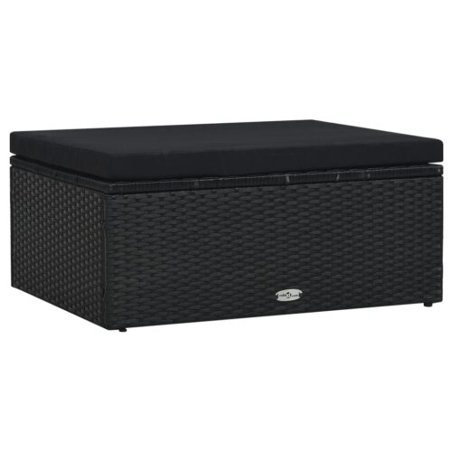 5-Piece Garden Lounge Set with Cushions Poly Rattan Wicker Outdoor Patio Furniture Black - Image 9