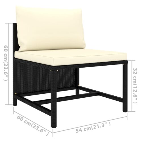 5-Piece Garden Lounge Set with Cushions Poly Rattan Wicker Outdoor Patio Furniture Black - Image 11