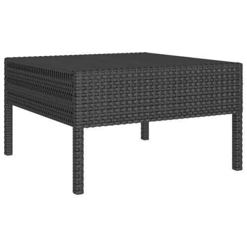 5-Piece Garden Lounge Set with Cushions Poly Rattan Wicker Outdoor Patio Furniture Black - Image 6
