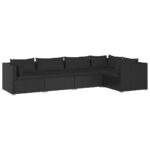 5-Piece Garden Lounge Set with Cushions Poly Rattan Wicker Outdoor Patio Furniture Black