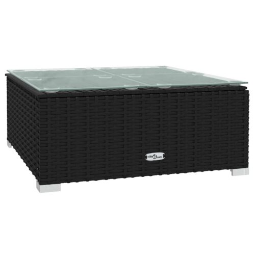 5-Piece Garden Lounge Set with Cushions Poly Rattan Wicker Outdoor Patio Furniture Black - Image 7