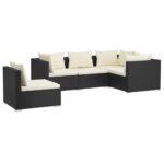5-Piece Garden Lounge Set with Cushions Poly Rattan Wicker Outdoor Patio Furniture Black