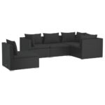 5-Piece Garden Lounge Set with Cushions Poly Rattan Wicker Outdoor Patio Furniture Black