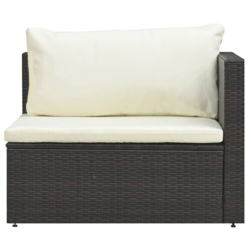 5-Piece Garden Lounge Set with Cushions Poly Rattan Wicker Outdoor Patio Furniture Brown - Image 10