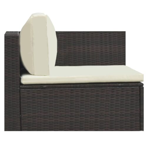 5-Piece Garden Lounge Set with Cushions Poly Rattan Wicker Outdoor Patio Furniture Brown - Image 11