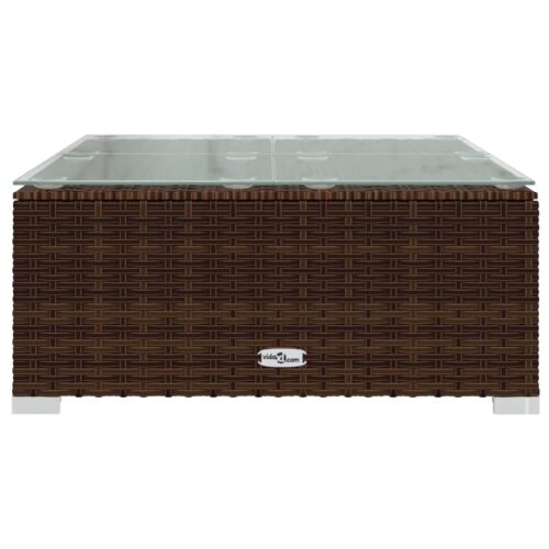 5-Piece Garden Lounge Set with Cushions Poly Rattan Wicker Outdoor Patio Furniture Brown - Image 8