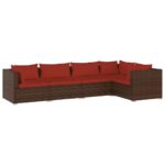 5-Piece Garden Lounge Set with Cushions Poly Rattan Wicker Outdoor Patio Furniture Brown