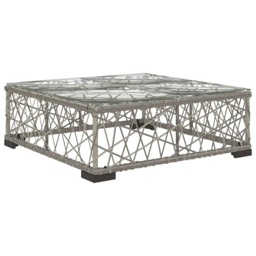 5-Piece Garden Lounge Set with Cushions Poly Rattan Wicker Outdoor Patio Furniture Grey - Image 7