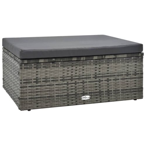 5-Piece Garden Lounge Set with Cushions Poly Rattan Wicker Outdoor Patio Furniture Grey - Image 4