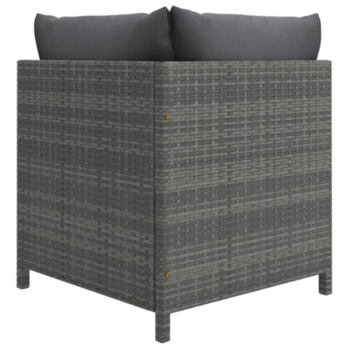 5-Piece Garden Lounge Set with Cushions Poly Rattan Wicker Outdoor Patio Furniture Grey - Image 5