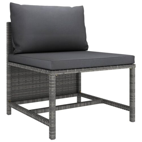 5-Piece Garden Lounge Set with Cushions Poly Rattan Wicker Outdoor Patio Furniture Grey - Image 6
