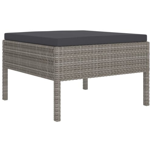 5-Piece Garden Lounge Set with Cushions Poly Rattan Wicker Outdoor Patio Furniture Grey - Image 3