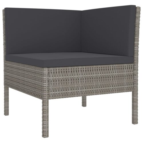 5-Piece Garden Lounge Set with Cushions Poly Rattan Wicker Outdoor Patio Furniture Grey - Image 5