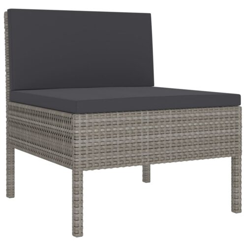 5-Piece Garden Lounge Set with Cushions Poly Rattan Wicker Outdoor Patio Furniture Grey - Image 6