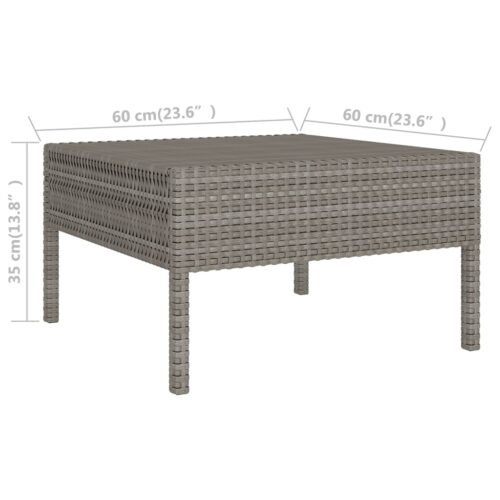 5-Piece Garden Lounge Set with Cushions Poly Rattan Wicker Outdoor Patio Furniture Grey - Image 9