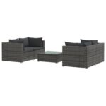 5-Piece Garden Lounge Set with Cushions Poly Rattan Wicker Outdoor Patio Furniture Grey