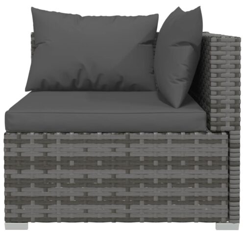 5-Piece Garden Lounge Set with Cushions Poly Rattan Wicker Outdoor Patio Furniture Grey - Image 4