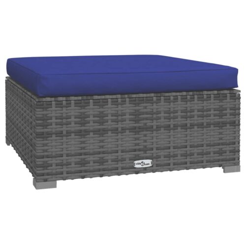 5-Piece Garden Lounge Set with Cushions Poly Rattan Wicker Outdoor Patio Furniture Grey - Image 5