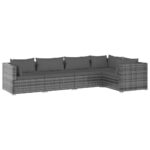 5-Piece Garden Lounge Set with Cushions Poly Rattan Wicker Outdoor Patio Furniture Grey