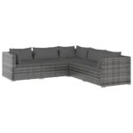 5-Piece Garden Lounge Set with Cushions Poly Rattan Wicker Outdoor Patio Furniture Grey